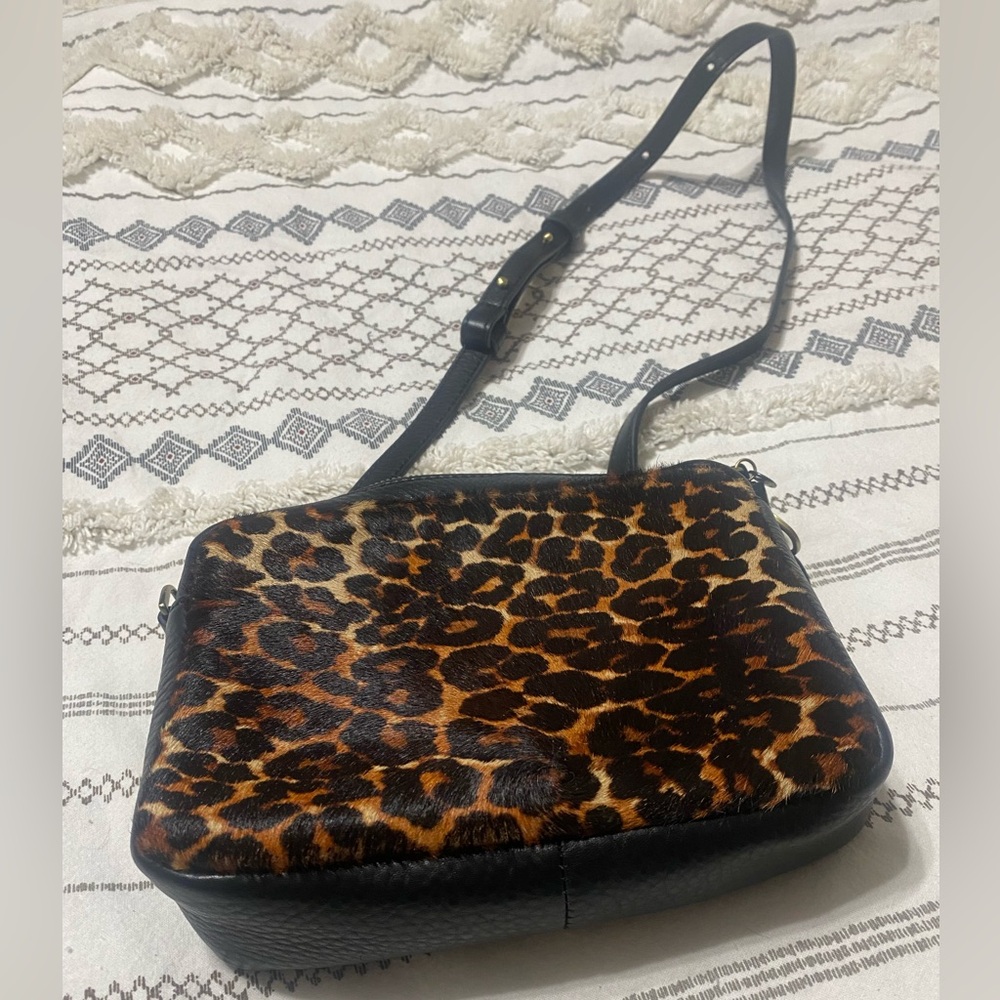 HOBO calf hair leather leopard printed crossbody purse. NWOT.